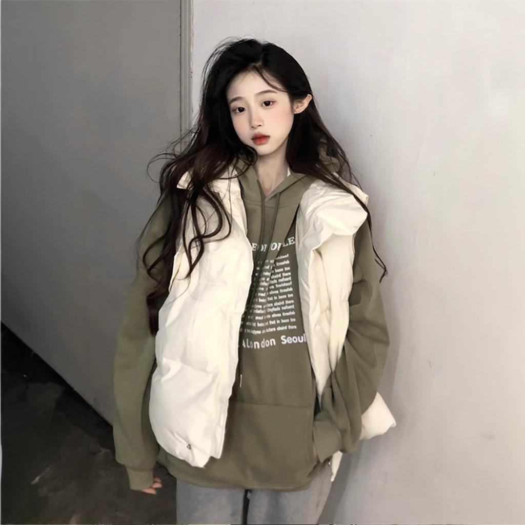 Down cotton vest women's autumn and winter outer wear 2024 new loose vest outer wear vest jacket tide