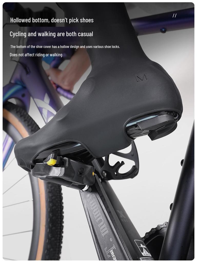 Lock Silicone Windproof Cycling Shoe Covers, Size 41-43, Non-slip & Warm.