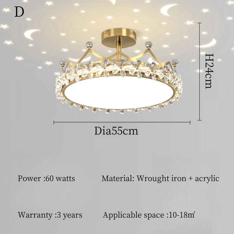 Modern Crystal Crown LED Ceiling Chandelier Lights Children Girls Bedroom Study Living Kid's Room Pendent Lamp Home Decoration