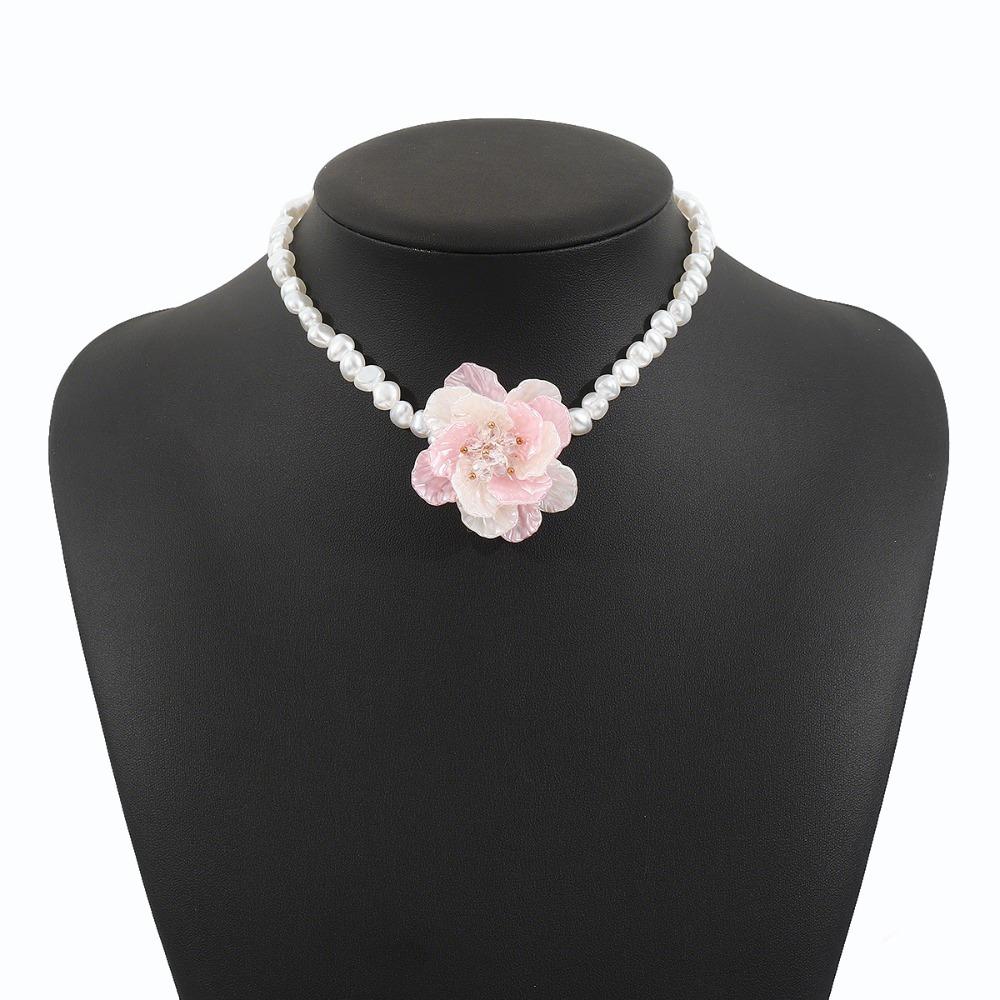 Camellia Flower Imitation Pearl Necklace Romantic Clavicle Chain Necklace  Fashion Jewelry