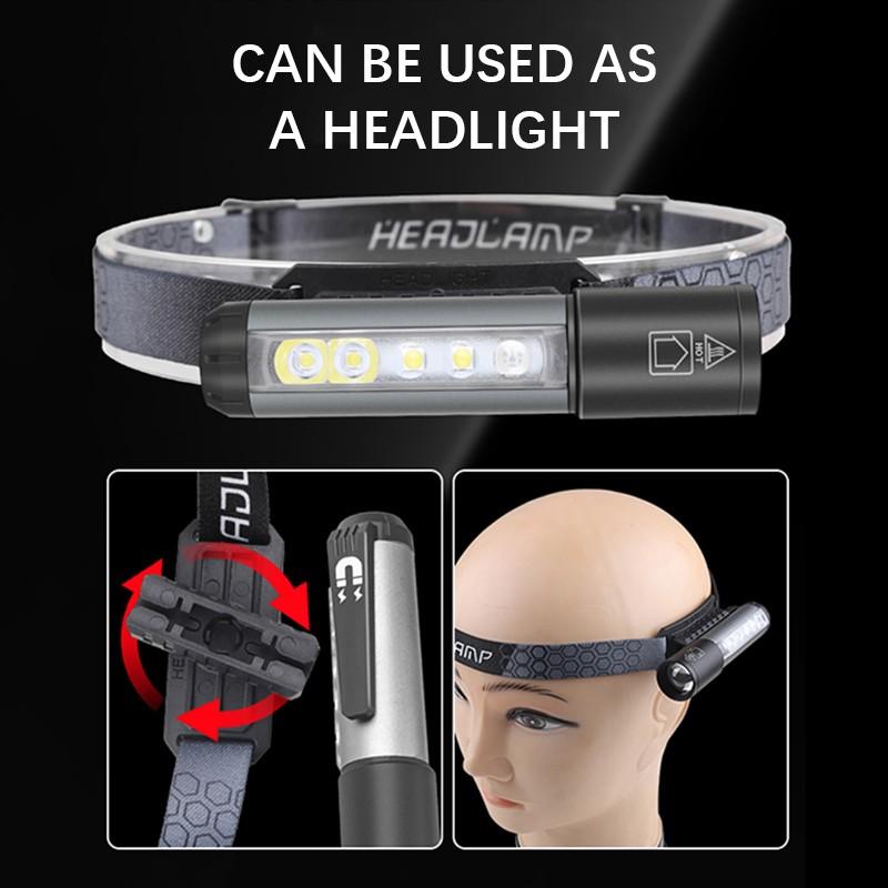 LED Rotating Headlamp Head Lamp Flashlight Headlight Fishing Waterproof Rechargeable Battery Working Light For Outdoor