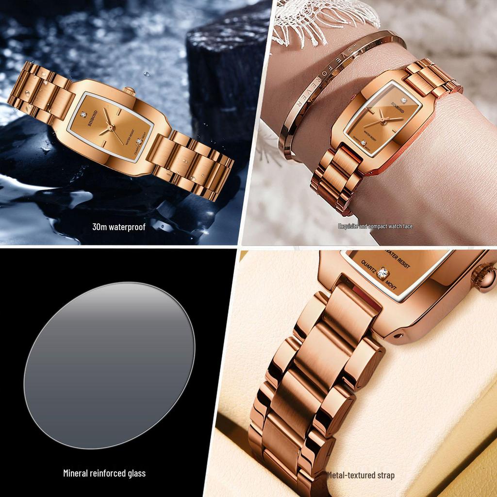 BINBOND Women's Fashion Waterproof Quartz Stainless Steel Watch