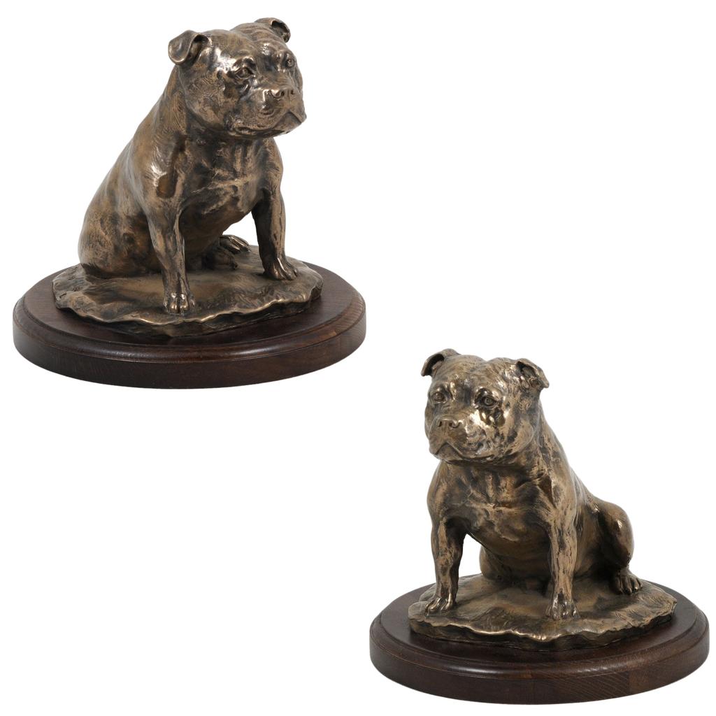 Staffordshire Bull Terrier, Staffy - Dog Figurine, Figure On a White Base, Trophy for Art-Dog Dog Show Exhibition