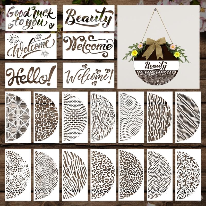 30Pcs Reusable Floral Templates 11.8x5.9in Plastic Drawing Stencils for Art Painting Card Making Wall Door Decoration