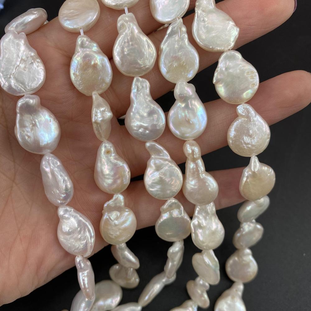 1String, Irregular Pearls, 13×20-14×22mm, White Natural Freshwater Pearl Beads for Jewelry Making DIY Supplies, Women's Craft Gifts 36cm