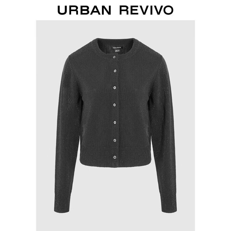 

UR 2025 Spring Women s Hot-fix Rhinestone Round Neck Knit Cardigan XS