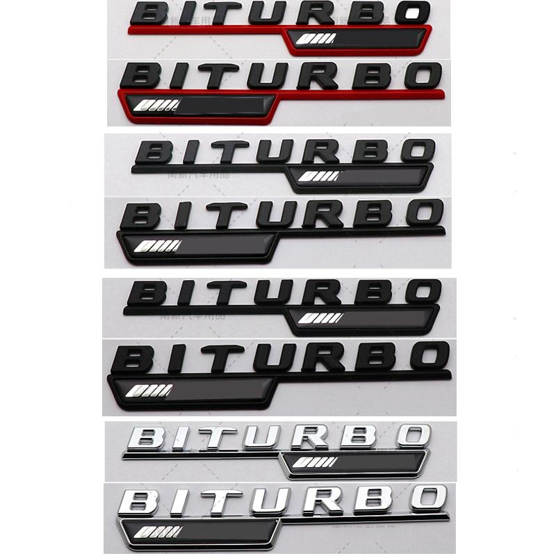2pcs BITURBO 4MATIC Plus Logo Car Emblem Fender Badge Sticker For Mercedes Benz AMG C43 E43 GLE43 GLC43 W204 W203 W211 W205 X253