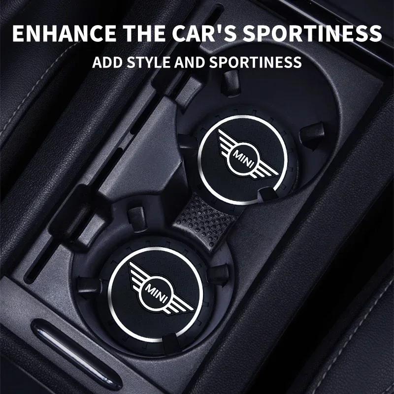1/2Pcs Car Coasters Water Cup Slots Non-Slip Mat For Mini Cooper JCW Works R56 R50 F54 F55 F56 F57 F60 R52 R53 R55 R57 R58 R59