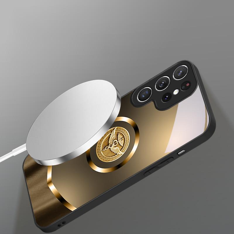 Golden gradient dragon For Samsung S26 S20Ultra S21 Pro S22 Plus S23 FE S24 Ultra S25 Edge For Magsafe Glass Phone Case