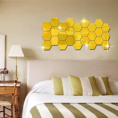 10/20/50Pcs Gold/Silver Hexagonal Acrylic 3D Mirrors Wall Stickers Home Decor Living Room Mirror Wall Sticker Decorate