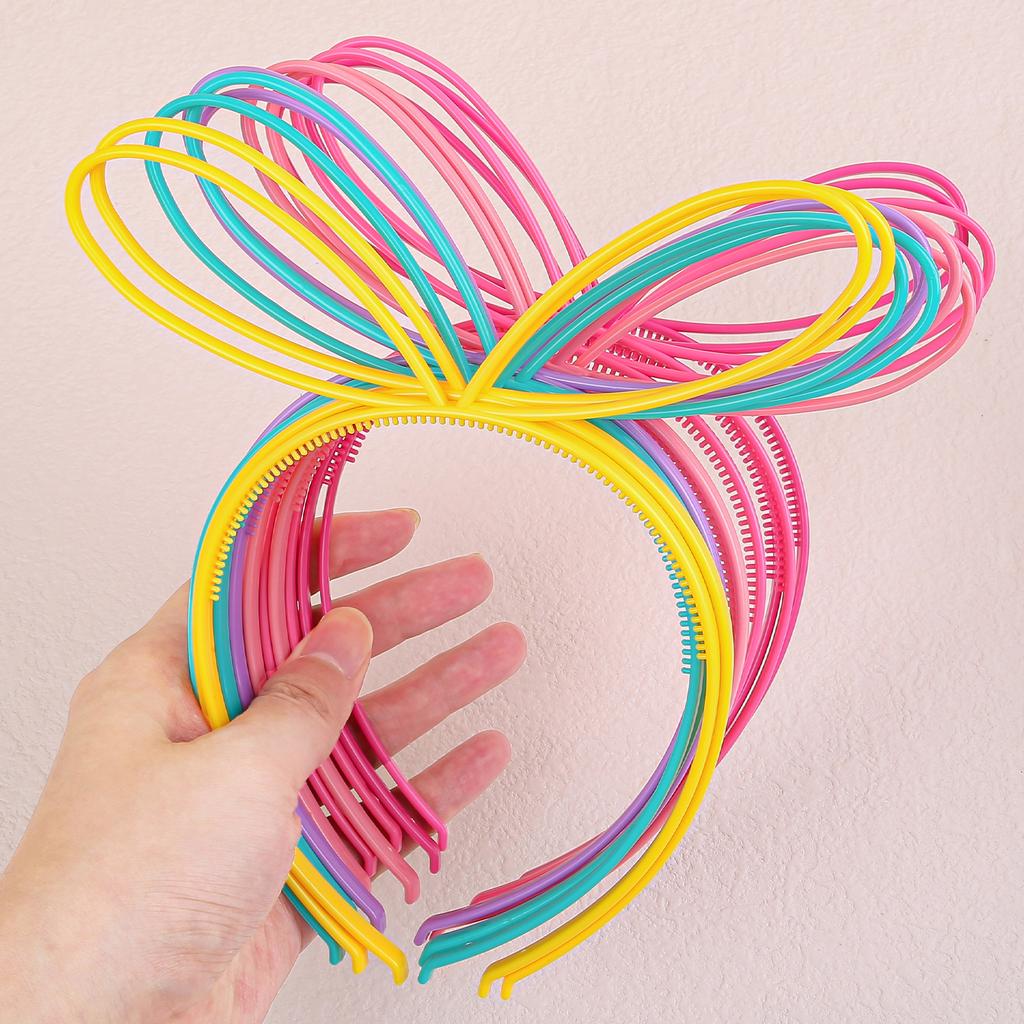 6/12PCS Girls Rabbit Ear Headbands Candy Color Headband Plastic Teeth Hairbands Family Decoration Party Hair Accessories