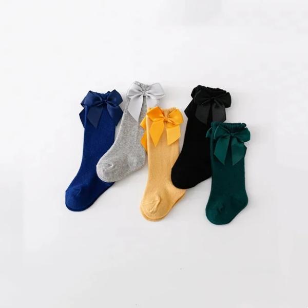 5Pairs/Set Children's Girl Socks Cotton Bow Baby Long Socks Fashion Princess Kids Sock For Girls 0-7Years Stocking