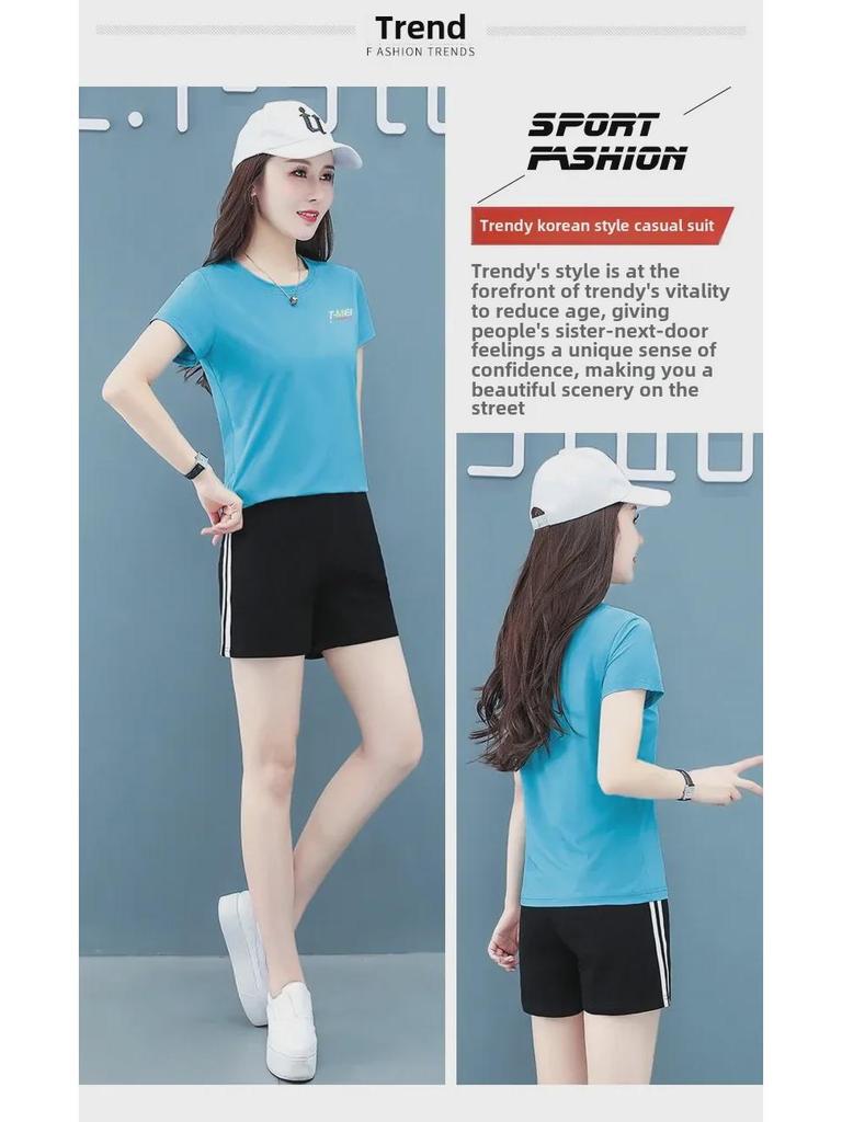 Women's Quick-Dry Summer Sports Set: Korean-Style Short-Sleeve Ice Silk Running Suit