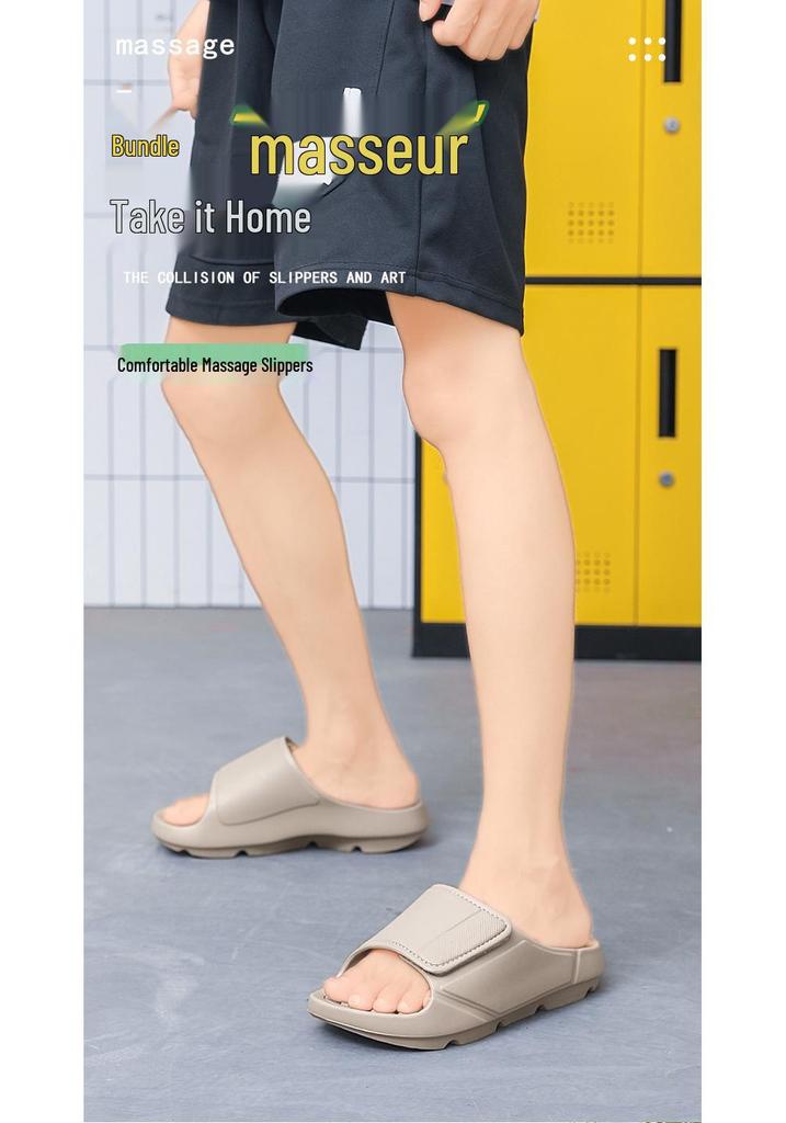 Summer Comfort Massage Slippers: Lightweight Shock-Absorbing Single Strap Sandals for Outdoor and Beach, Available In Large Sizes.