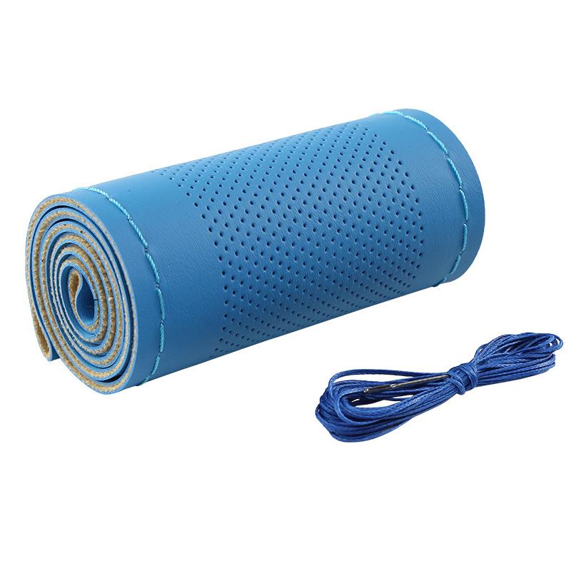 

Ultra Fine Diy Hand Woven Genuine Leather Breathable Steering Wheel Cover With Needle And Thread Steering Wheel Protective Cover