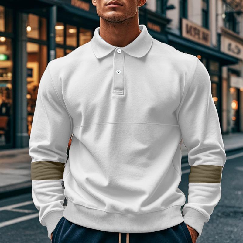 Felpe alla Moda Streetwear da Uomo Manica Lunga Patchwork Casual Polo da Uomo Autunno Eleganti Polo Streetwear