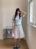 Thirteen Row Women's Fluffy Polka Dot Skirt with Elastic Waist
