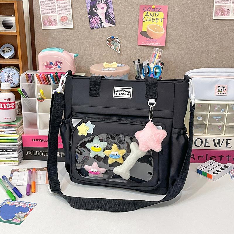 College style messenger bag women's new Korean version large-capacity transparent pain bag ins Japanese versatile student shoulder bag tide
