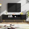 TV-Möbel Schrank Geräumige Arbeitsplatte mit 2 Türen Fächern Schubladen Goldene Unterhaltungsmöbel Füße Mid-Century Modern Stand Wohn