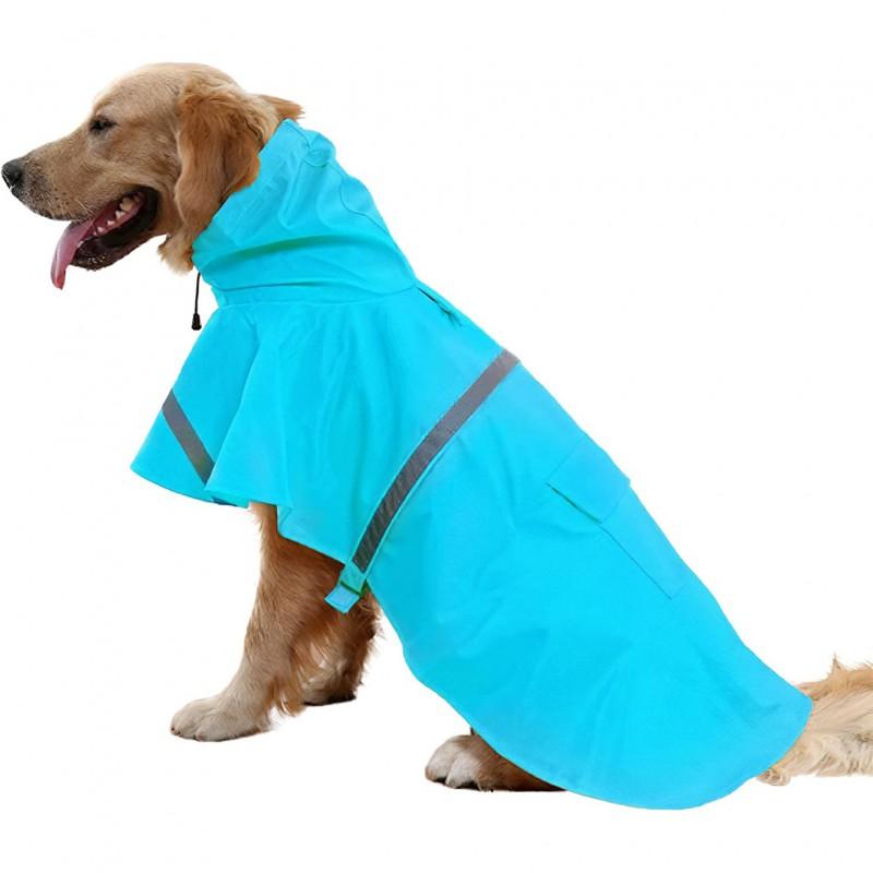 Pet Raincoat Dogs With Reflective Stripes Waterproof Hooded Cape Small To Large Breeds Golden Retriever