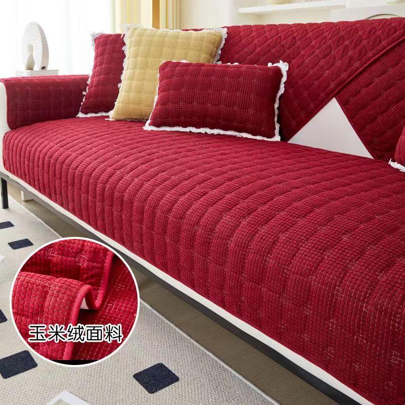 Modern Simple Sofa Cover Cotton Non-Slip Living Room Sofa Cushion Fabric Dust-Proof Furniture Protection Cushion Universal