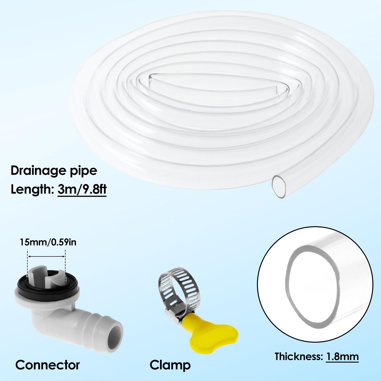 

10/16ft Air Conditioner Drain Hose 3/5 inch Portable AC Drain Hose Connector Replacement for Universal Mini-Split Unit 3m 10ft&diameter 0.5inch