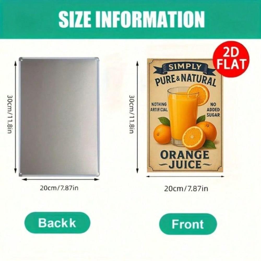 Vintage Metal Sign Simply Orange Juice Retro Kitchen Wall Decor Waterproof