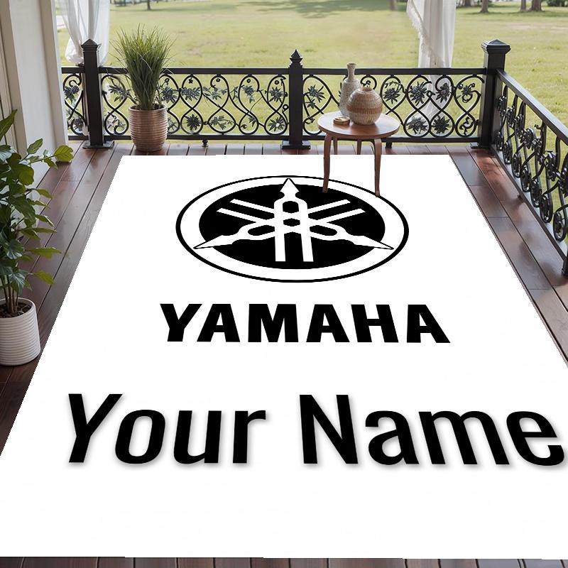 Custom Name Yamaha Racing Crystal Velvet Floor Rug Personalized Text Soft Carpet Home Decor