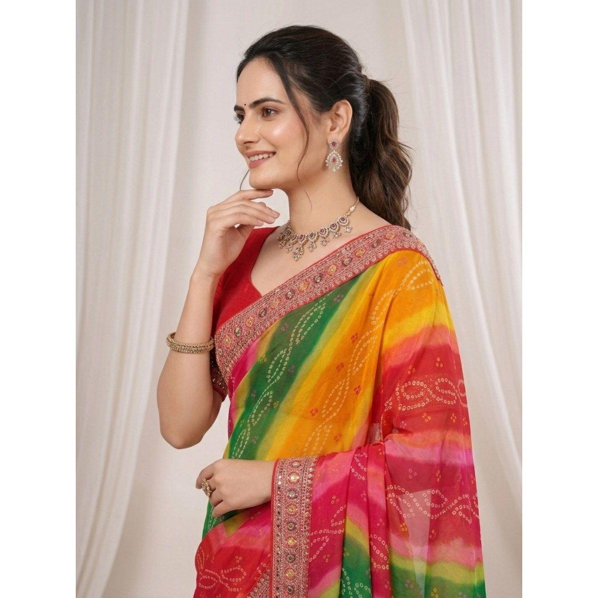 Wedding Special – Premium Soft Georgette Digital Print Saree