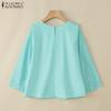 ZANZEA Women Casual Round Neck 3/4 Sleeve Loose Embroidered Blouse