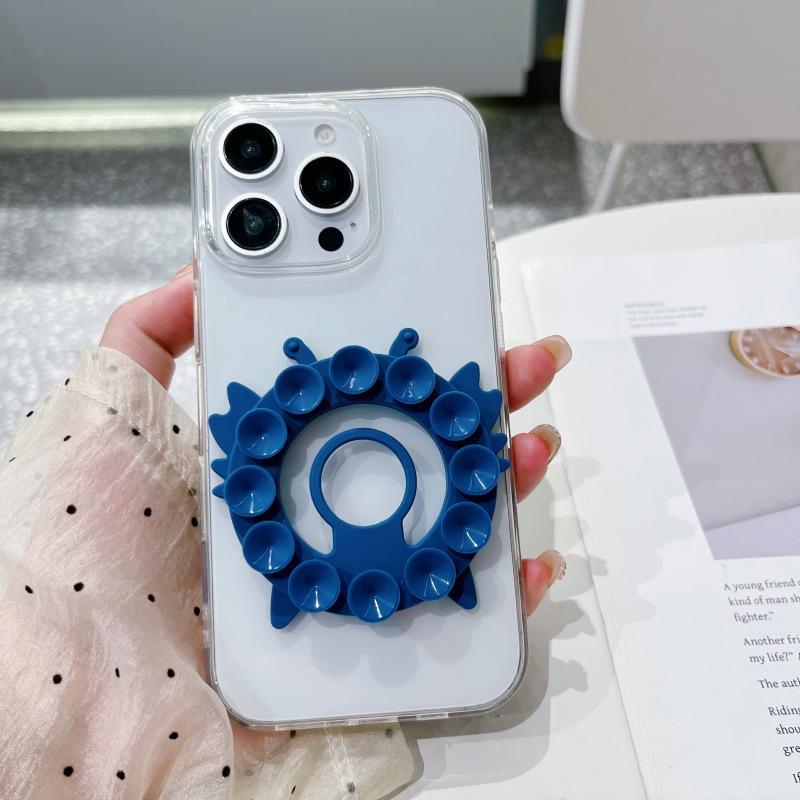 Silicone Suction Phone Stand: Anti-Slip, Magnetic, Finger Ring Holder for Desktops