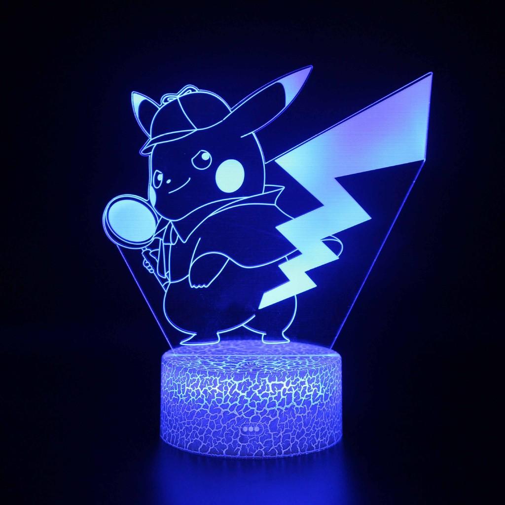 Pikachu Led Night Light 3d Illusion Lamp Bedside Kids Gifts Bedroom