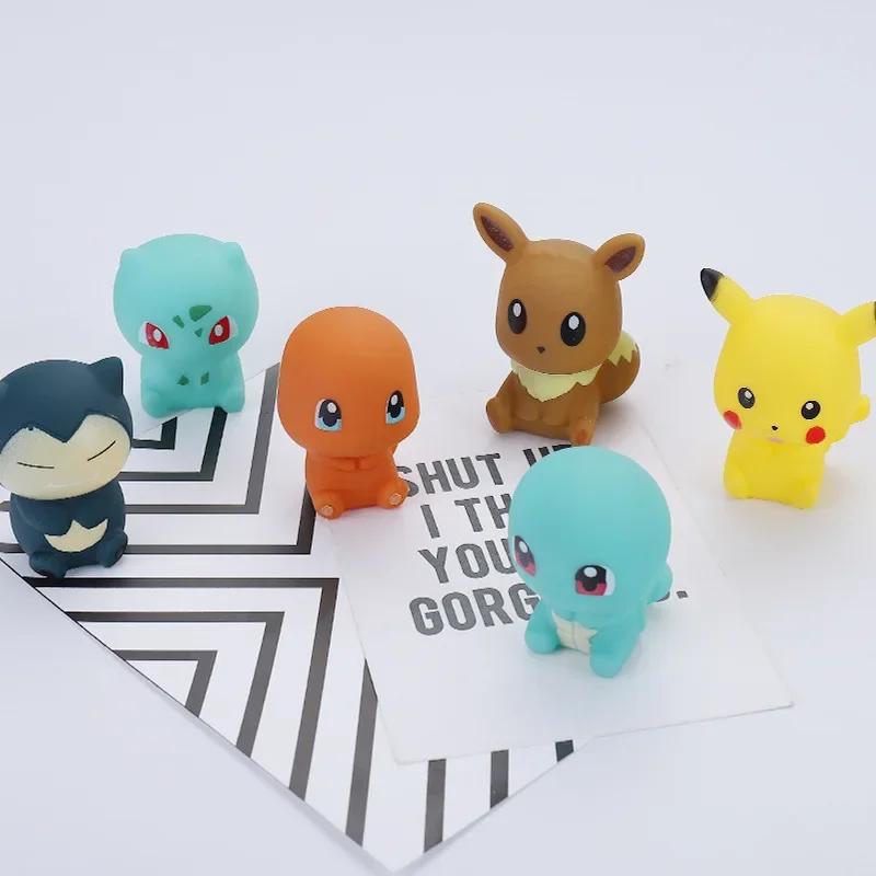 6Pcs Cartoon Anime  Figures Bath Shower Play Kawaii Water Bath Toys for pikachu Sprinkling Shower Swimming Toys
