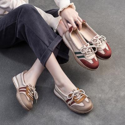Płaskie Sznurowane Buty Mieszane Kolory Wygodne Rekreacyjne Miękka Podeszwa Damskie Buty Wsuwane
