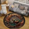 Playful Round Stained Glass Multicolor Rug Pad, Non-Slip Floor Mat for Entryway
