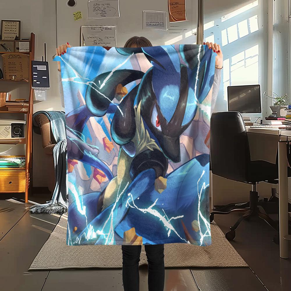 Lucario 4 Trykt Flanellteppe, Høy kvalitet, Komfortabelt for Alle Årstider, Hjemmeinnredning, Varme og Komfort