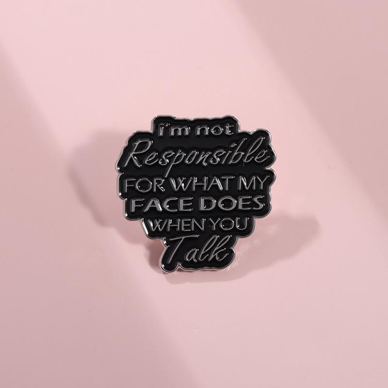 Contemporary Black Enamel Letter Brooch For Fashionforward Unisex Lovers Accessory