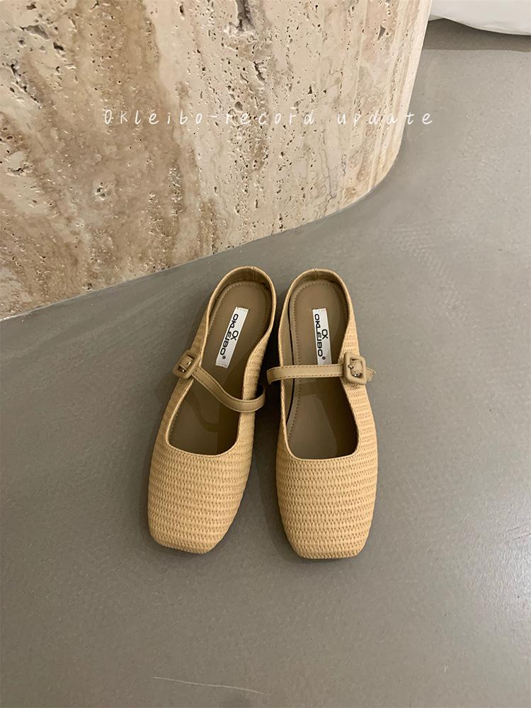 Fashion Flats Shoes Women Design Women's Mules Heel Summer Elegant Pointed Toe Slippers Ladies Casual Outdoor Candy Colors Slides