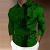 Men's 3D Printed Geometric Hexagonal Pattern Golf Shirt Long Sleeve Polo Shirt Business Casual Formal Button Collar AutumnWinter