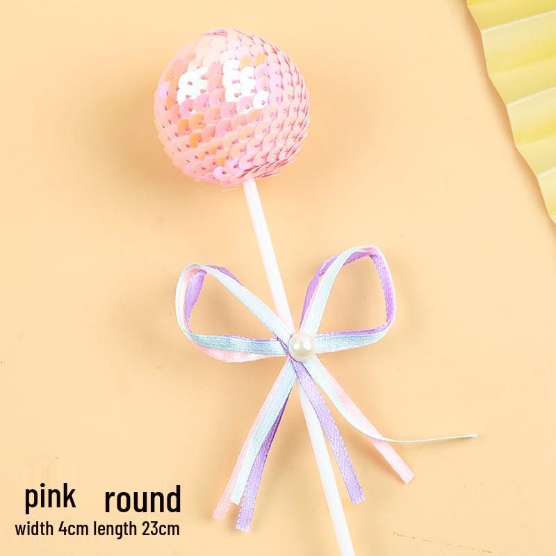 Birthday Cake Pearl Sequin Heart & Round Lollipop Topper