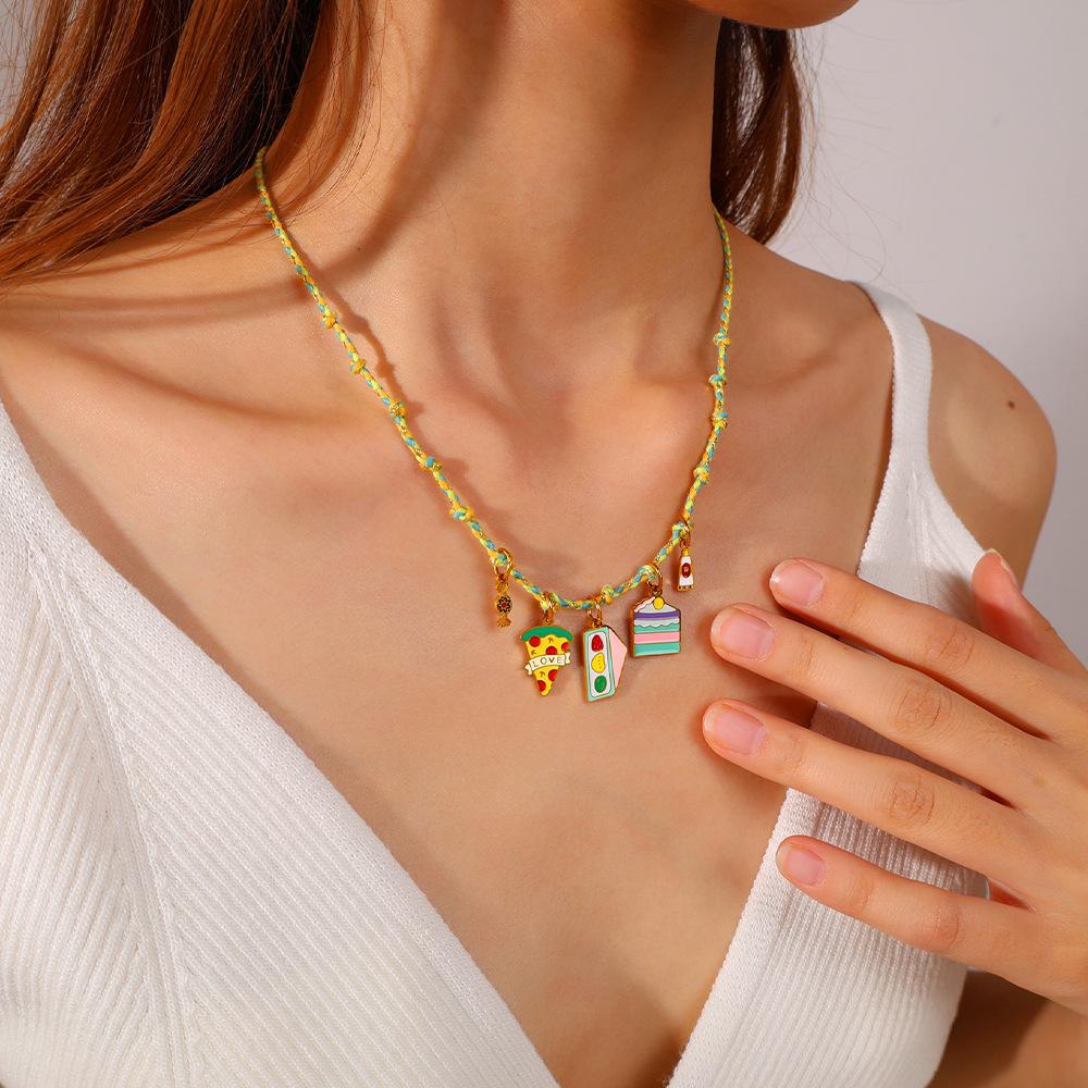 Gourmet Color Oil Drop Pendant Cartoon Fries Cake Coffee Styling Diy Accessories