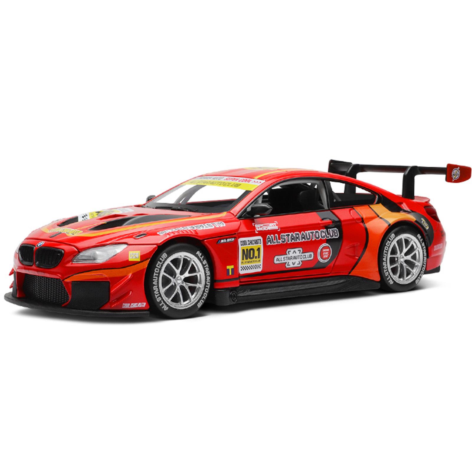 

1/24 BMW M6 GT3 Super Sports Racing Alloy Metal Car Model Sound Light Choice Cool Chic Auto Collecting Hobby Gift with Boyfriend червоний