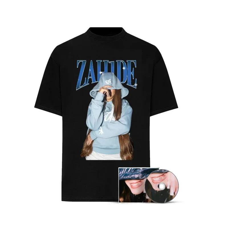 Gerunisex Singer Zahide Print Tshirt Wounisexs Short Sleeve Casual Oversized Tee Merch Tee Unisex Wounisex Crew Neck Unisex Tshirt Black