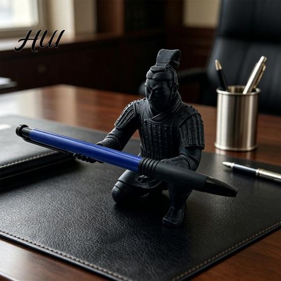 Decorative Office Supply Holder Terracotta Warrior Desk Decor, 3D Printed Soldier Pen Stand for Knight Statue Organizer Office, Creative Ancient