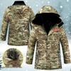 Camouflage Velvet-Lined Mid-Length Waterproof Floral Cotton Jacket - Cold-Resistant & Durable for Cold Storage or Construction.