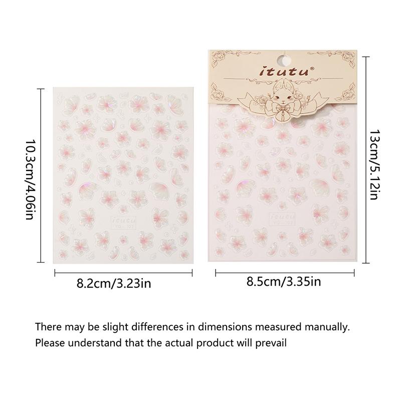 5D Flower Cartoon Nail Art Stickers Self-Adhesive Diy Cute 5D Reliefs Flower Rabbit Pattern Manicure Slider Decoration Stickers