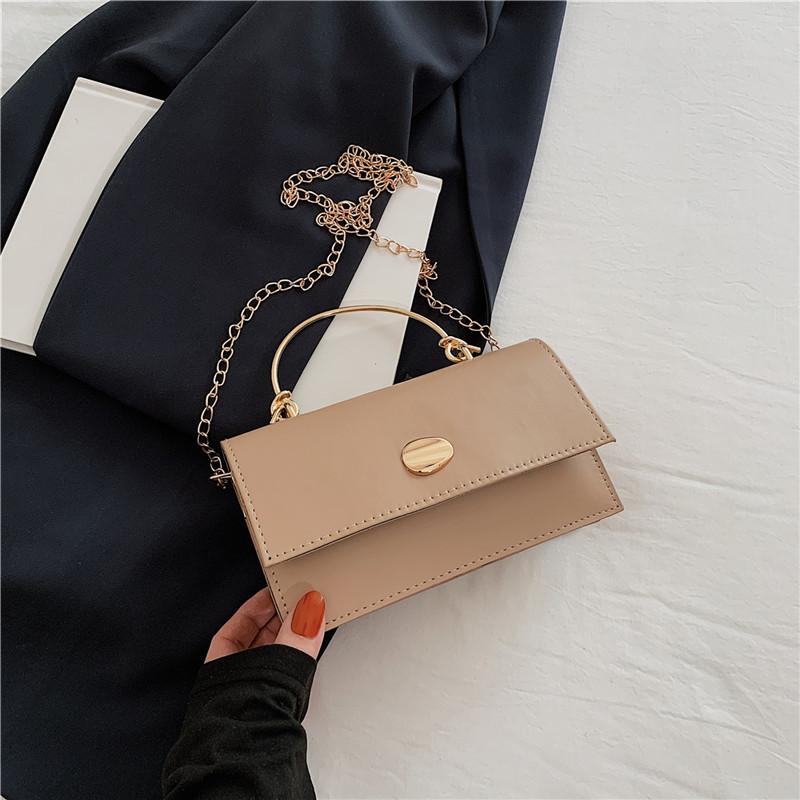Casual Chic Pu Leather Chain Shoulder Bag Simple And Beautiful Small Square Crossbody Bag хаки