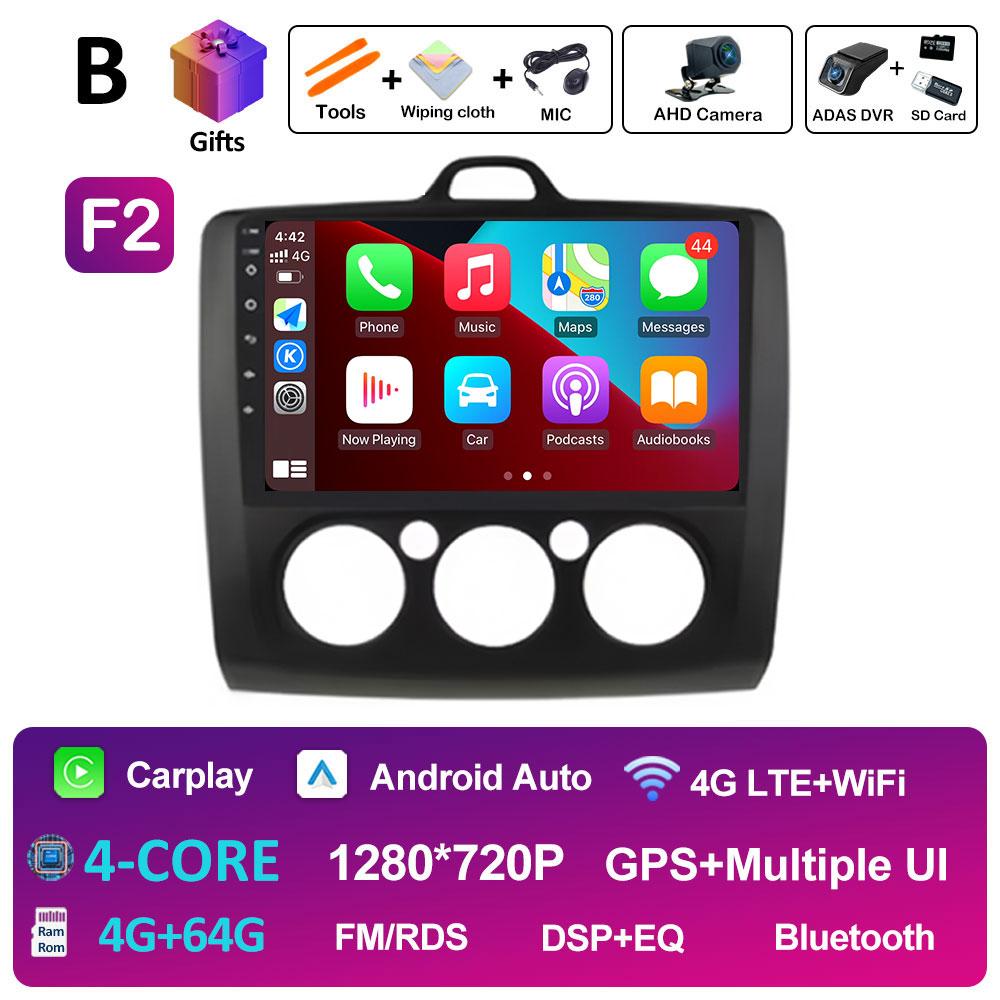 Android Auto Wireless Carplay For Ford Focus 2 3 Mk2 Mk3 2004 2005 2006 2007 2008 - 2011 Car Video Player 2.5D Touch Screen WIFI