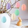 6Pcs Paper Easter Egg Ornaments 3D Colorful Honeycomb Easter Egg Ball Hanging Home Party Ornament Tree Decoration