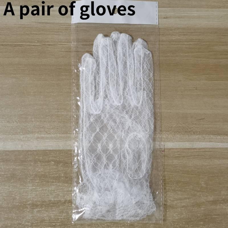 Stylish Short Mesh Gloves For Bride's Wedding Attire And Daily Wear In Soft White
